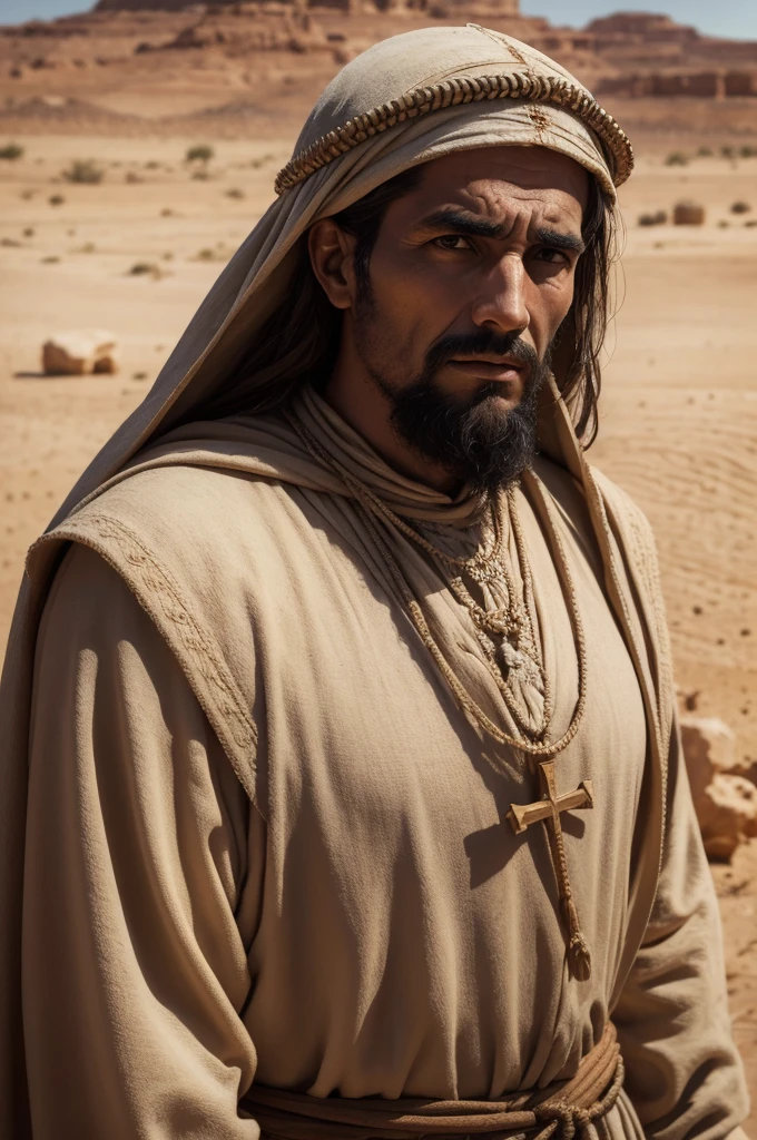 Apostle John, 1st century desert scenes, detailed photo, detailed faces, High Definition Photo.