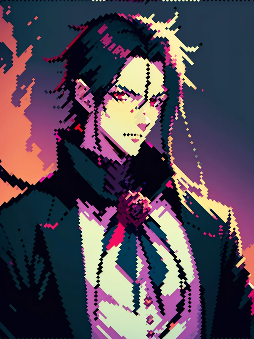 (arte de pixel_1.1) anime - style image of a man in a black jacket, handsome guy in demon slayer art, anime lush john 8k woods, male anime style, handsome japanese demon boy, beautiful androgynous prince, anime handsome man, anime portrait of a handsome man, male anime character, badass anime 8 k, artwork in the style of guweiz, red eyes, mad face, beautiful eye, black long hair, tenn boy, one boy, rose tatto on neck, best eyes, qualit eyes, Johnny Depp concept