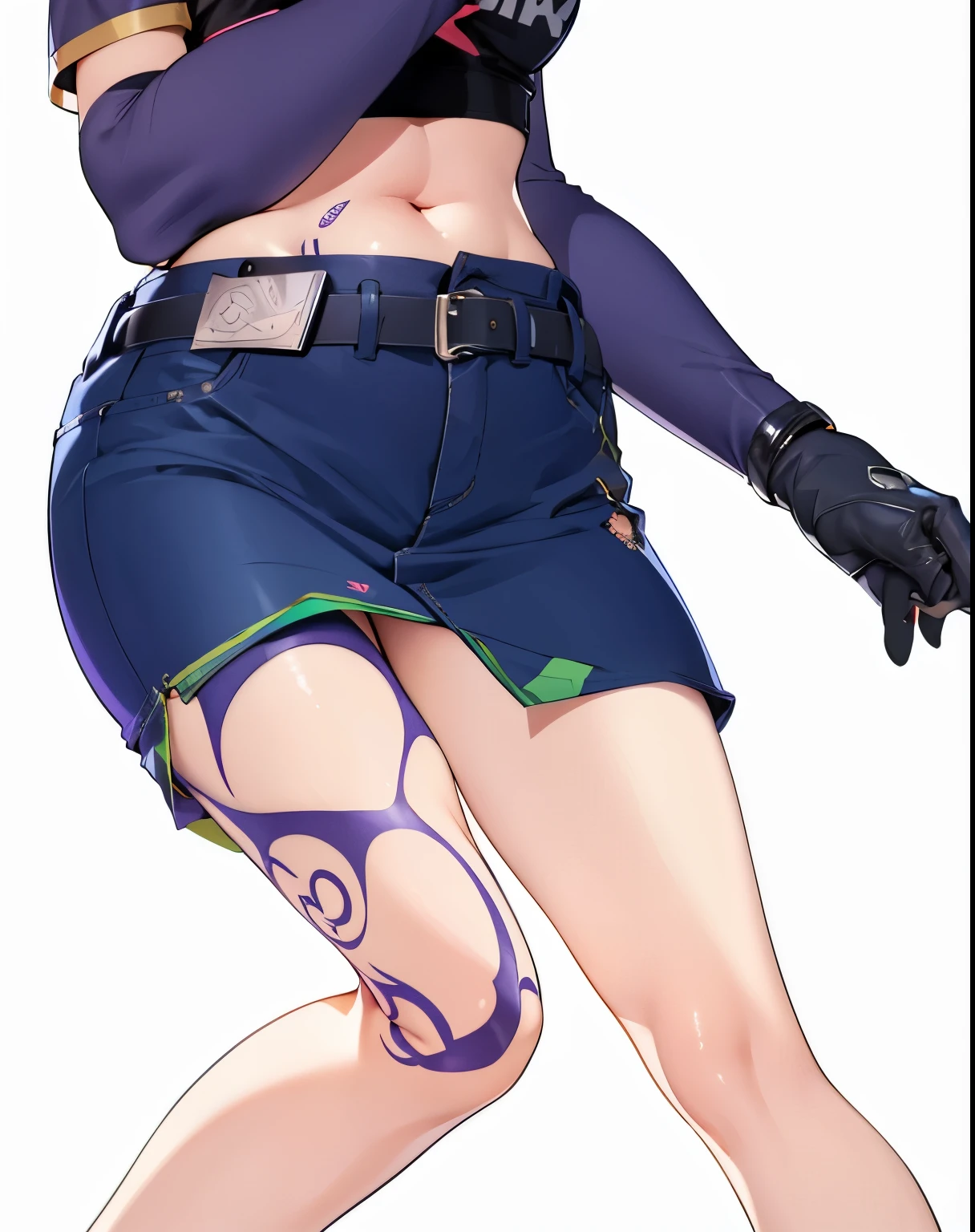 Girl,Lower Body,Or,,mini skirt,Pencil Skirt,jeans,underwear,Thighs,Purple tattoo,Belly button,belt,4K,8K,Highest quality