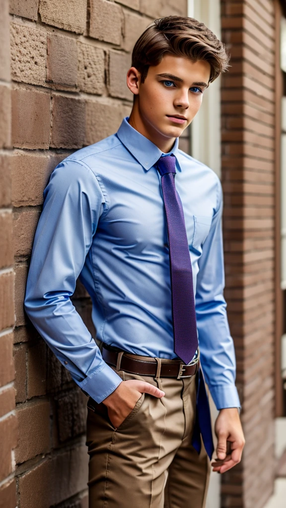 19 year old male wearing tie and lomg sleveed button up with belt and tucked in
4K HIGH REZ
Physical Description: Brown colored hair and skinny build. 5"5 and 150 LB. Blue eyes.
.