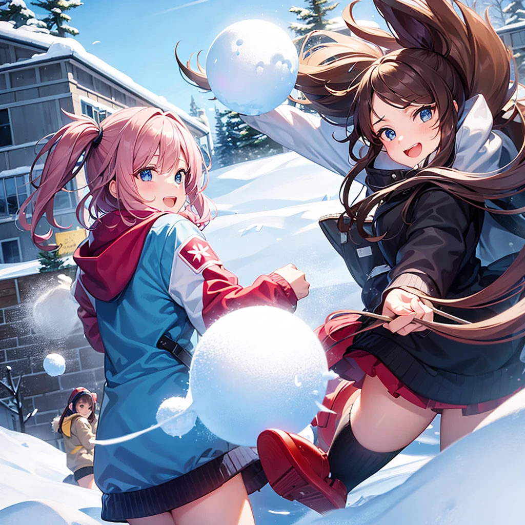 Girls snowball fight