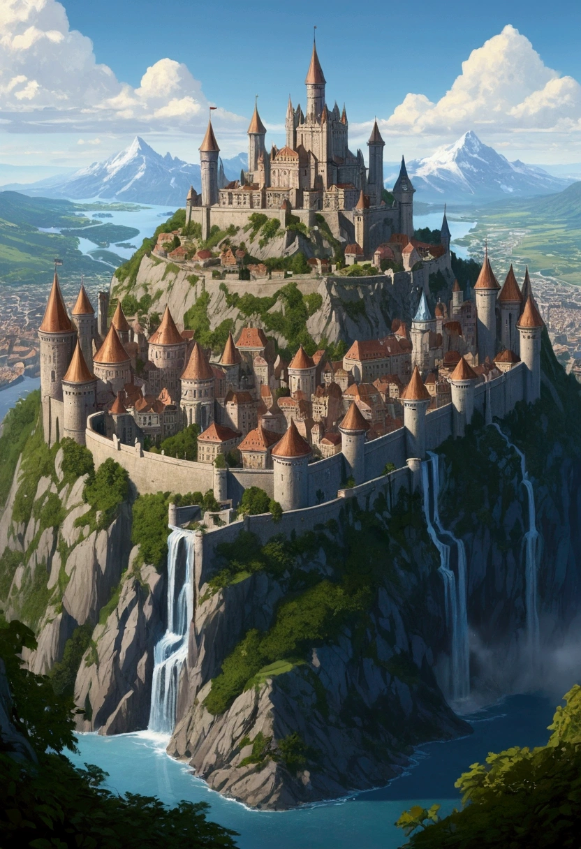 the city of terrasen, with the castle on top of a mountain, as described in the acotar book series