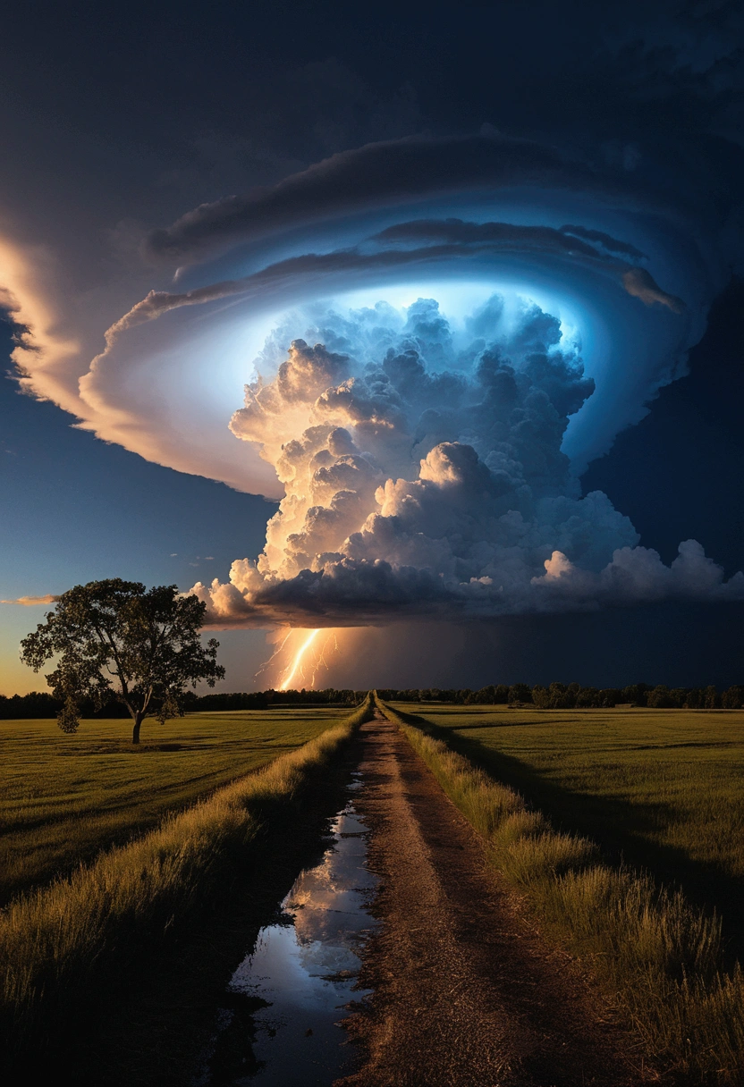 teenager with big breasts, very strong storm, scared, ?????, fleeing the storm seen from behind, beautiful glue