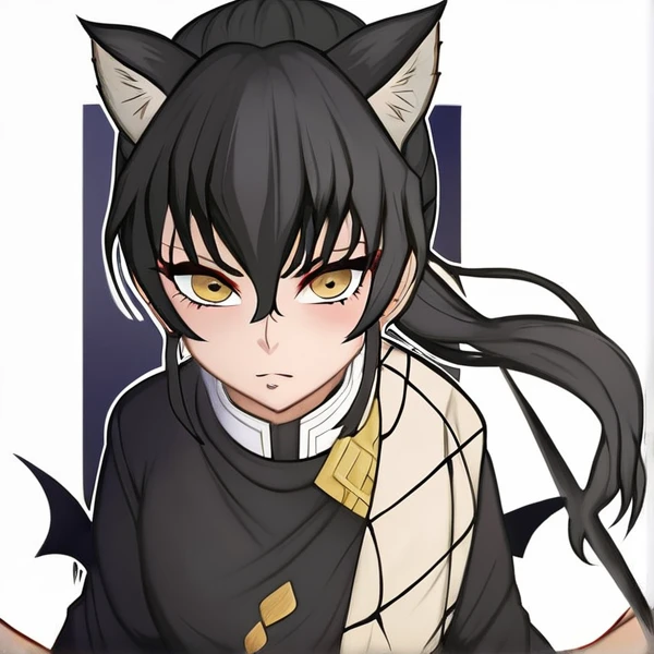 Cute black fox girl farting(HUD’s two-dimensional face),wearing a black bodysuit,farting(yellow smoke),hold ass,normal
