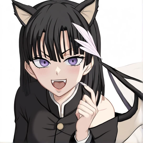 make a demon slayer character based off lilith with owl wings and cat ears