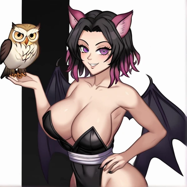 make a demon slayer character based off lilith with owl wings and cat ears