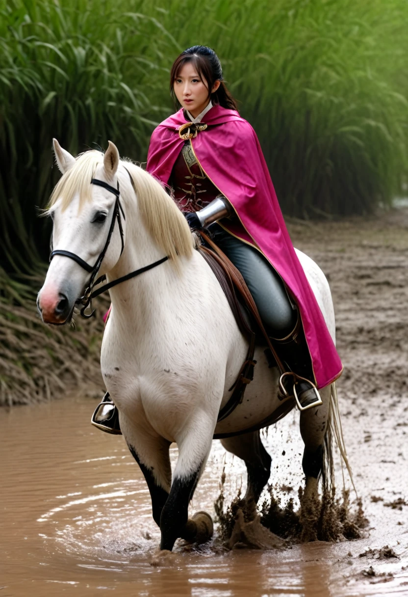 (((masterpiece))),(((Highest quality))),((Tabletop:1.4, Highest quality)), (Realな写真:1.4), in the muddy river,dirty swamp,
((1 cute girl knight)),rodeo,horse standing,Surprised face,stumble,aggressive,slouch,horse standing, prancing horse in pitfall,cute,Napoléon horse sliped in pitfall,in the pitfall,Uplifting,Naughty,
(超High resolution:1.2),, wonderful, Very detailed CG Unity 8k wallpaper, Very detailed, High resolution,fat horse ridden by japanese girl,Plump,Double,Pink armor and cape,Soaking in the swamp,Mud Splash,
Soft Light, Beautiful detailed girl, Droopy eyes,Very detailedな目と顔, Beautiful and exquisite nose, Beautiful and exquisite, horse ridden by a girl can't stand up because its drowned in the sticky muddy pitfall:10.0 ,Displeased face:4.0,Real,Stir,Anatomically correct,action horse riding scene while struggle fighting