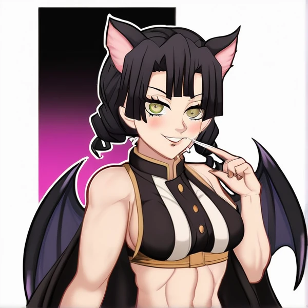 make a demon slayer character based off lilith with owl wings and cat ears