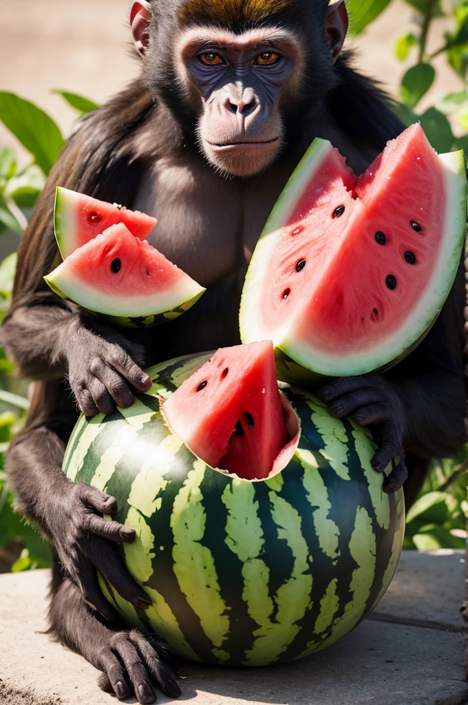Watermelon mixed with monkey