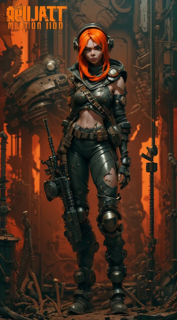 (((mulher))), (((melhor qualidade))), (((obra prima))), (((adulto))), A highly detailed and realistic skull girl,( Anya. Taylor Joy) cyberpunk character, mad max furiosa, one hand robot, cyborg arm, orange hair, dramatic metal heavy rock theme, best quality, 8k, hyperrealistic, photorealistic, extreme detailed painting, studio lighting, vivid colors, dark moody atmosphere, cinematic, dramatic pose, intricate mechanical details, glowing energy effects, intense gritty textures, seamless integration of organic and inorganic elements. Wearing the used clothes of a wastelander. Background: An apocalyptic wasteland. Dusty and depressing.
