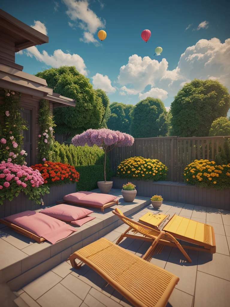 There is a suitcase with a straw hat on top, clouds, atmosphere, leaves, chrysanthemums floating in the air, paper airplanes, (miniature: 1.2), 2.5d illustration, 3d rendering, 3d modeling, bubble matt, trend in behans 3d art, trend in behans 3d art, 3d illustration, 3d illustration, 3d illustration, commercial illustration, cinema 4d color rendering, 3d rendering stylization, stylized digital illustration, 3d stylized scene, stylized 3d rendering
