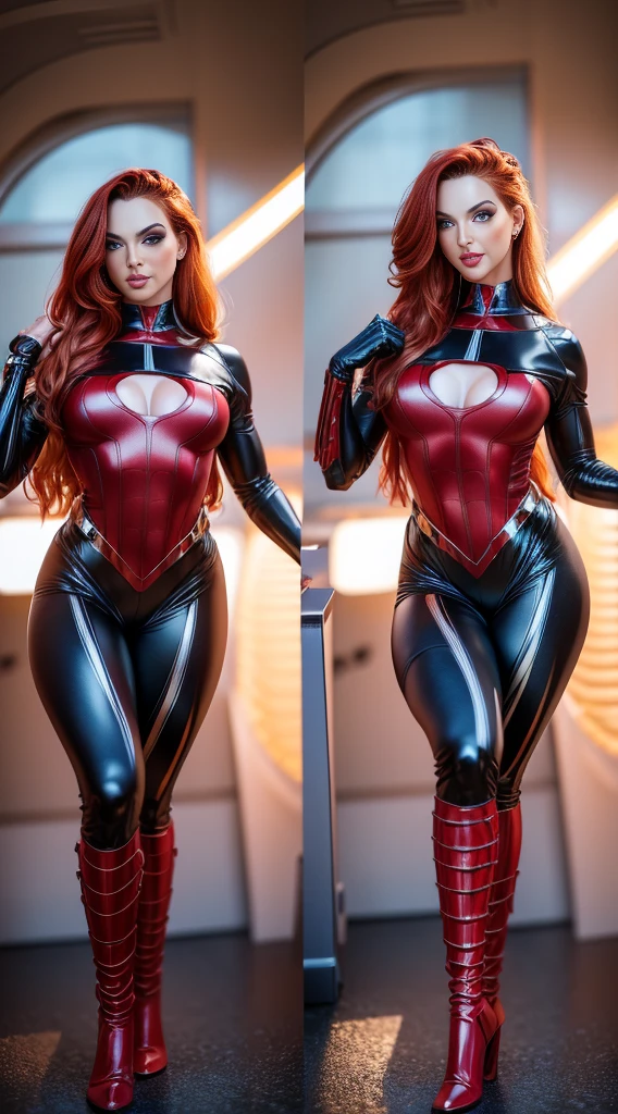 Photo of MissBri, " masterpiece of art complete, high quality, ultra detailed in 4k, 8k, high resolution, hyper-realistic photo, hyper-detailed, realistic skin texture, amazing shadows, extremely detailed texture, perfect lighting, high-level image quality." A female superheroine,, Full body, sexy  clothes, in space, , seductive smile, perfect body, gorgeous woman