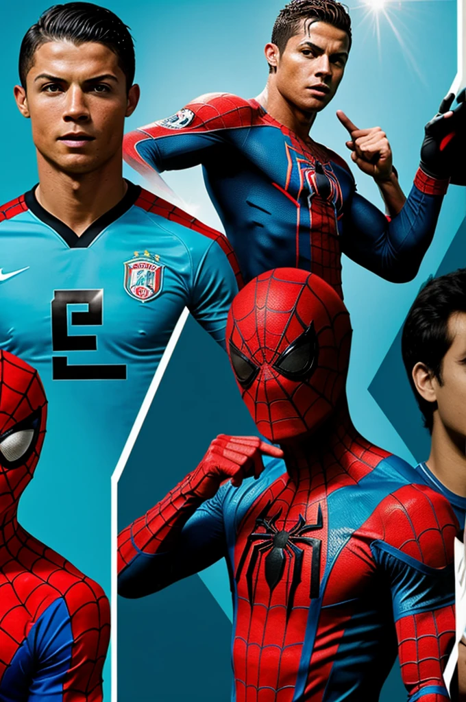 haz un collage de Sporting Cristal, Cristiano Ronaldo y Spiderman 