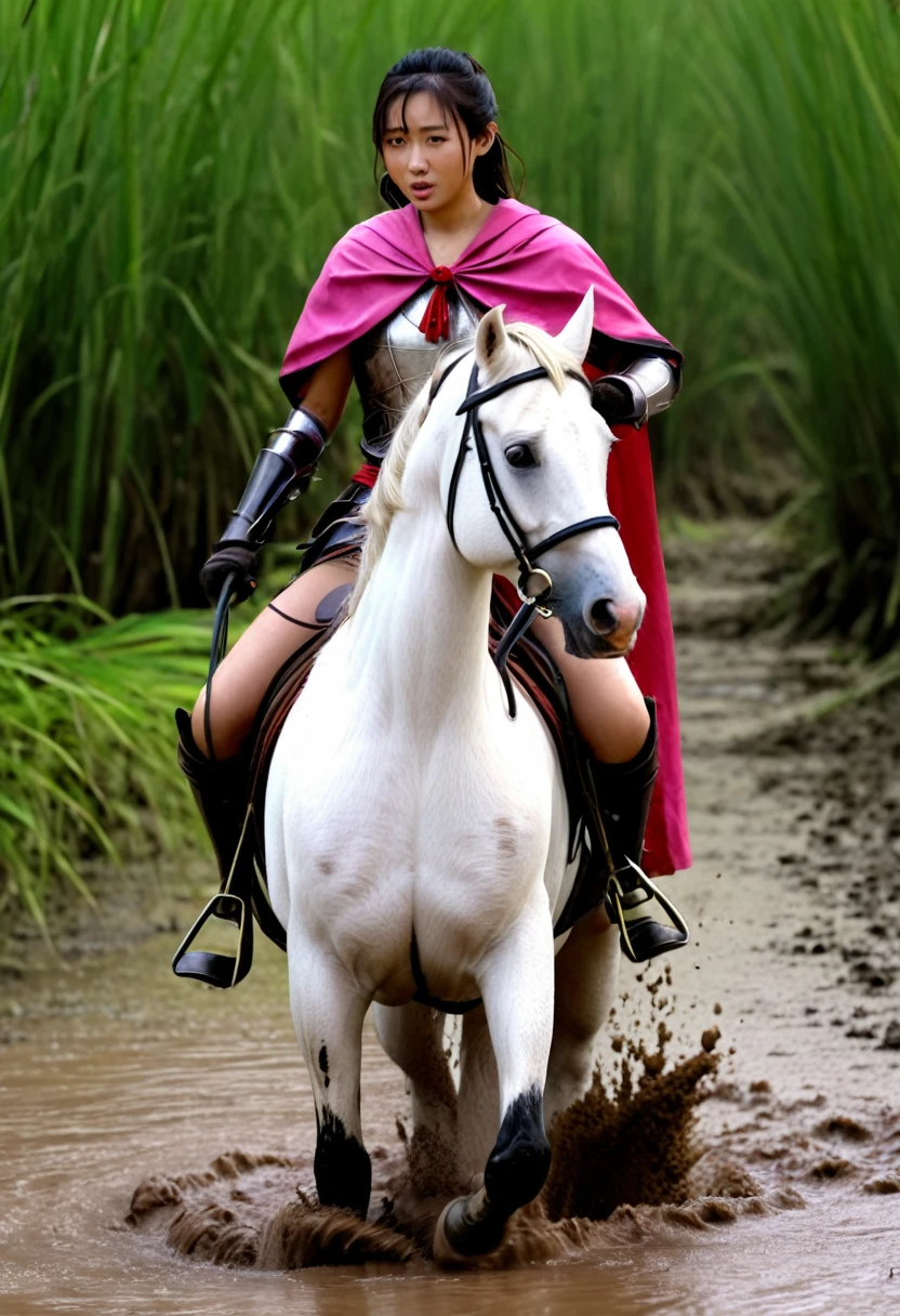 (((masterpiece))),(((Highest quality))),((Tabletop:1.4, Highest quality)), (Realな写真:1.4), in the muddy river,dirty swamp,horse ridden by girl fall over swamp,
((1 cute girl knight)),rodeo,horse standing,Surprised face,stumble,aggressive,slouch,horse standing, prancing horse in pitfall,cute,Napoléon horse sliped in pitfall,in the pitfall,Uplifting,Naughty,
(超High resolution:1.2),, wonderful, Very detailed CG Unity 8k wallpaper, Very detailed, High resolution,fat horse ridden by japanese girl,Plump,Double,Pink armor and cape,Soaking in the swamp,Mud Splash,
Soft Light, Beautiful detailed girl, Droopy eyes,Very detailedな目と顔, Beautiful and exquisite nose, Beautiful and exquisite,  horse ridden by a girl can't stand up because its drowned in the sticky muddy pitfall:10.0 ,Displeased face:4.0,Real,Stir,Anatomically correct,action horse riding scene while struggle fighting