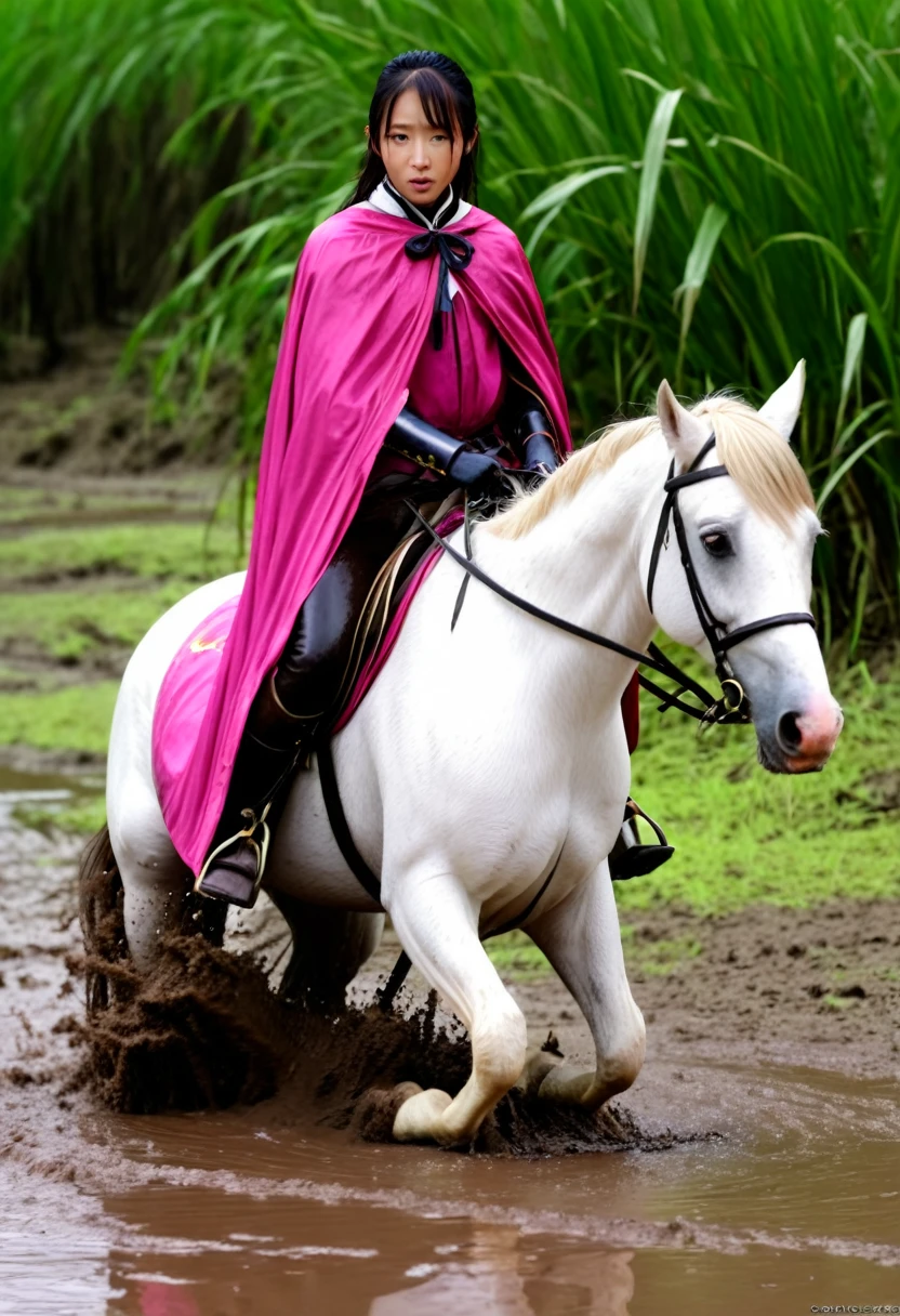 (((masterpiece))),(((Highest quality))),((Tabletop:1.4, Highest quality)), (Realな写真:1.4), in the muddy river,dirty swamp,horse ridden by girl fall over swamp,
((1 cute girl knight)),rodeo,horse standing,Surprised face,stumble,aggressive,slouch,horse standing, prancing horse in pitfall,cute,Napoléon horse sliped in pitfall,in the pitfall,Uplifting,Naughty,
(超High resolution:1.2),, wonderful, Very detailed CG Unity 8k wallpaper, Very detailed, High resolution,fat horse ridden by japanese girl,Plump,Double,Pink armor and cape,Soaking in the swamp,Mud Splash,
Soft Light, Beautiful detailed girl, Droopy eyes,Very detailedな目と顔, Beautiful and exquisite nose, Beautiful and exquisite, horse ridden by a girl can't stand up because its drowned in the sticky muddy pitfall:10.0 ,Displeased face:4.0,Real,Stir,Anatomically correct,action horse riding scene while struggle fighting