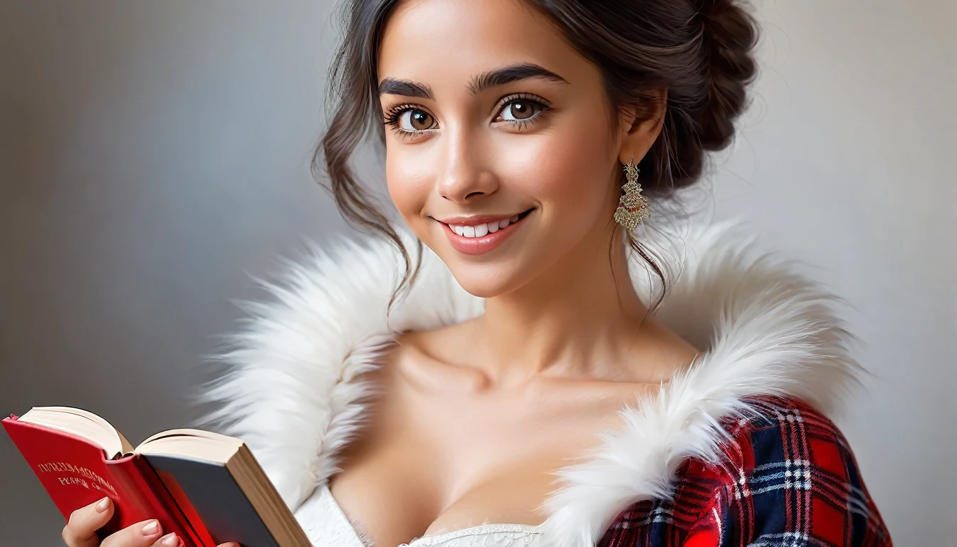 beautiful dog. Beautiful puppy. adorable dog. Portrait of a woman in a white dress, holding a book with delicate hands, expressing beauty and strength. Detailed portrait of an indigenous woman in cartoon style, with beautiful eyes, quick brush strokes and vibrant colors. beautiful dog. Beautiful puppy. Masterpiece of a cute puppy., with red and white fur. Italian girl posing, detailed face, dark hair, athletic body, wearing red flannel and jeans. soft fur, happy smile, cute Italian.