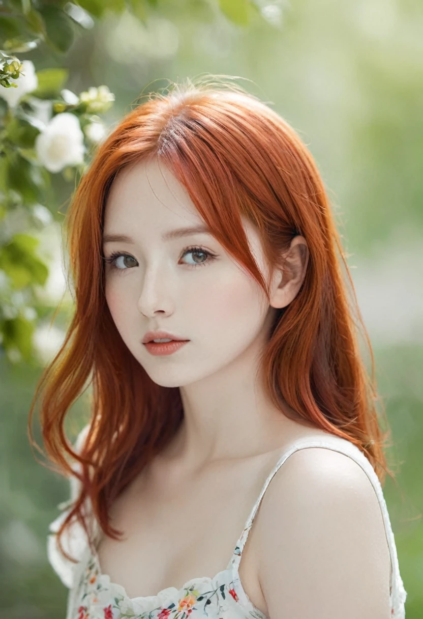 Dreamy red-haired girl