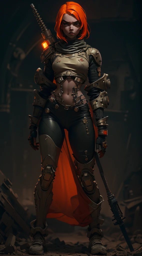 (((mulher))), (((melhor qualidade))), (((obra prima))), (((adulto))), A highly detailed and realistic skull girl,( Anya. Taylor Joy) cyberpunk character, mad max furiosa, one hand robot, cyborg arm, orange hair, dramatic metal heavy rock theme, best quality, 8k, hyperrealistic, photorealistic, extreme detailed painting, studio lighting, vivid colors, dark moody atmosphere, cinematic, dramatic pose, intricate mechanical details, glowing energy effects, intense gritty textures, seamless integration of organic and inorganic elements. Wearing the used clothes of a wastelander. Background: An apocalyptic wasteland. Dusty and depressing.
