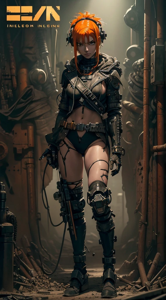 (((mulher))), (((melhor qualidade))), (((obra prima))), (((adulto))), A highly detailed and realistic skull girl,( Anya. Taylor Joy) cyberpunk character, mad max furiosa, one hand robot, cyborg arm, orange hair, dramatic metal heavy rock theme, best quality, 8k, hyperrealistic, photorealistic, extreme detailed painting, studio lighting, vivid colors, dark moody atmosphere, cinematic, dramatic pose, intricate mechanical details, glowing energy effects, intense gritty textures, seamless integration of organic and inorganic elements. Wearing the used clothes of a wastelander. Background: An apocalyptic wasteland. Dusty and depressing.
