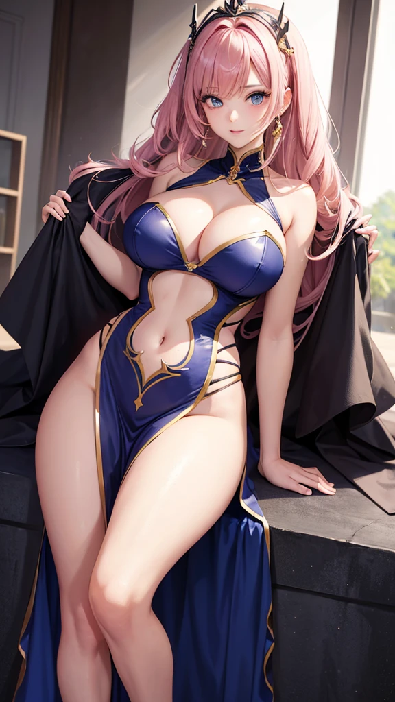 Beautiful anime girl, 8k, stunning visuals, sexy dress, hot outfit, queen, shining eyes, hot figure, , cleavage, fitness