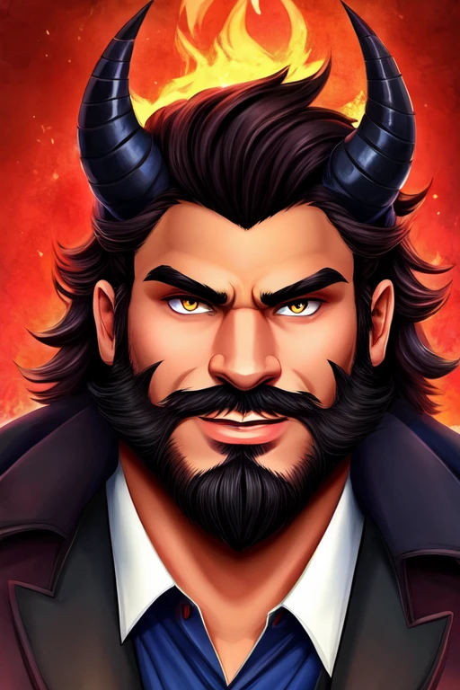 With beard devil look handsome charming