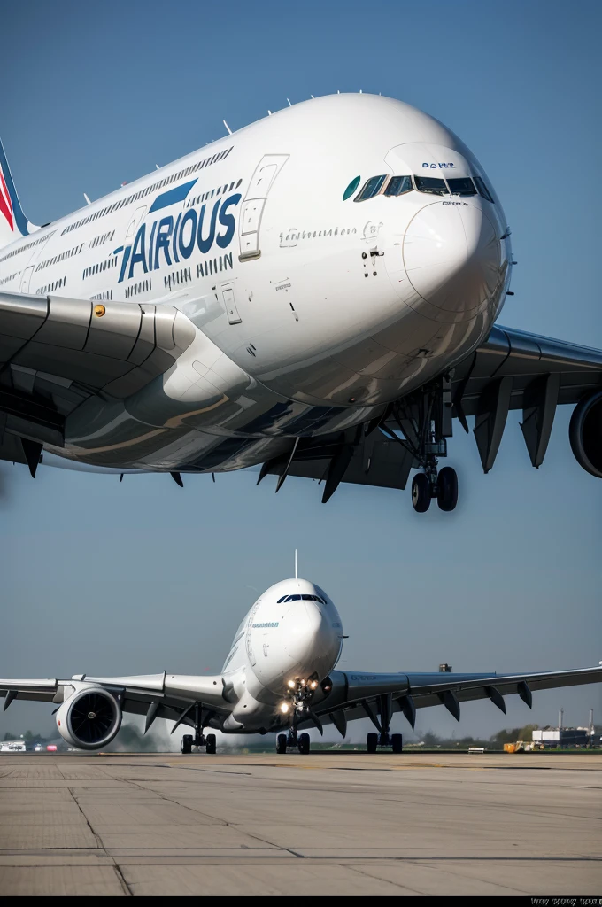 an airbus a380 landing on a very small runway