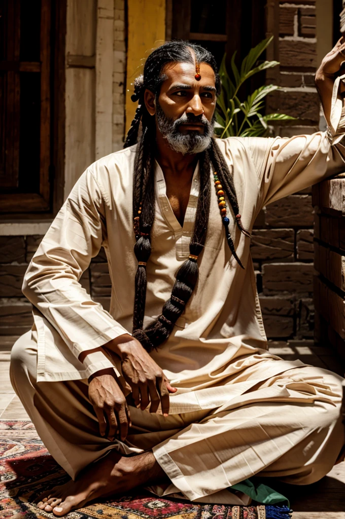 SADHU BABA WITH DREAD HAIRS WEARING KURTA AND PAYJAMA