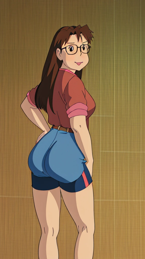 Extremely short skirt that does not cover her ass, Big ass, Thong V-String, Nsfw, skir ligt, showing ass, mini skirt, micro skirt, micro pantieasterpiece:1.4), (best quality:1.4), (high resolution:1.4), cartoon style, LuanLoud smile, brown hair, pale skin, cowboy shot, white shirt, yellow mini skirt, looking at viewer, detailed face, detailed eyes, small breasts, curvy, ribbon, ponytail, buckteet, artstation female body, from the front, dynamic pose, solo, 1girl, Nsfw