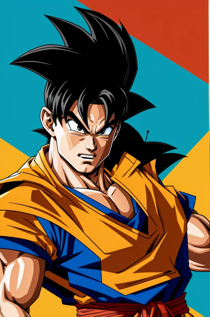 VECTOR DESIGN, high detail, well defined lines, illustration, GOKU WITH THE UNIFORM OF THE COLOMBIAN SELECTION, vibrant colors