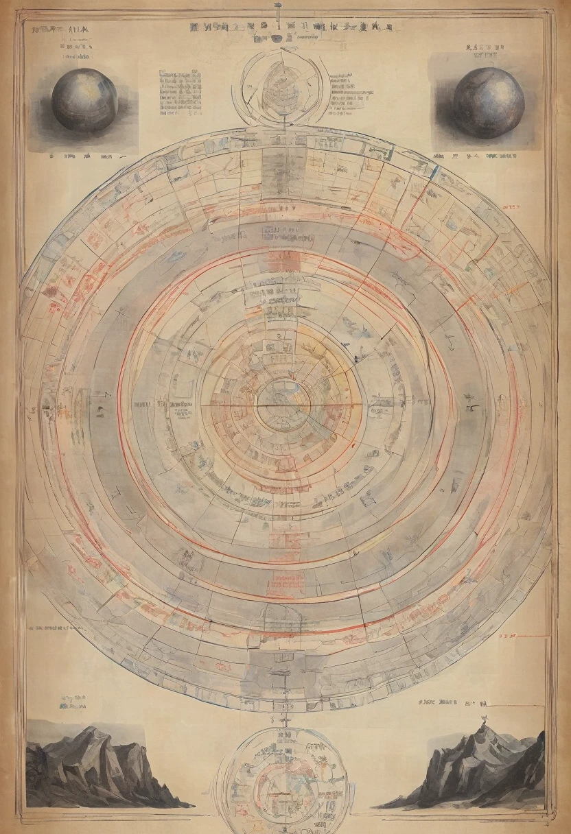 A diagram of the internal structure levels of seven overlapping elliptical universes,Overlapping structure of Mount Xumi,Charts,Detailed description,Mysticism Annotation,Extremely complex,Accurate structure,alchemy,
The internal structure level distribution diagram of the seven universes,Mount Xumi Structure,Charts,Detailed description,Mysticism Annotation 位于黑色背景上 ,3D Color Retro