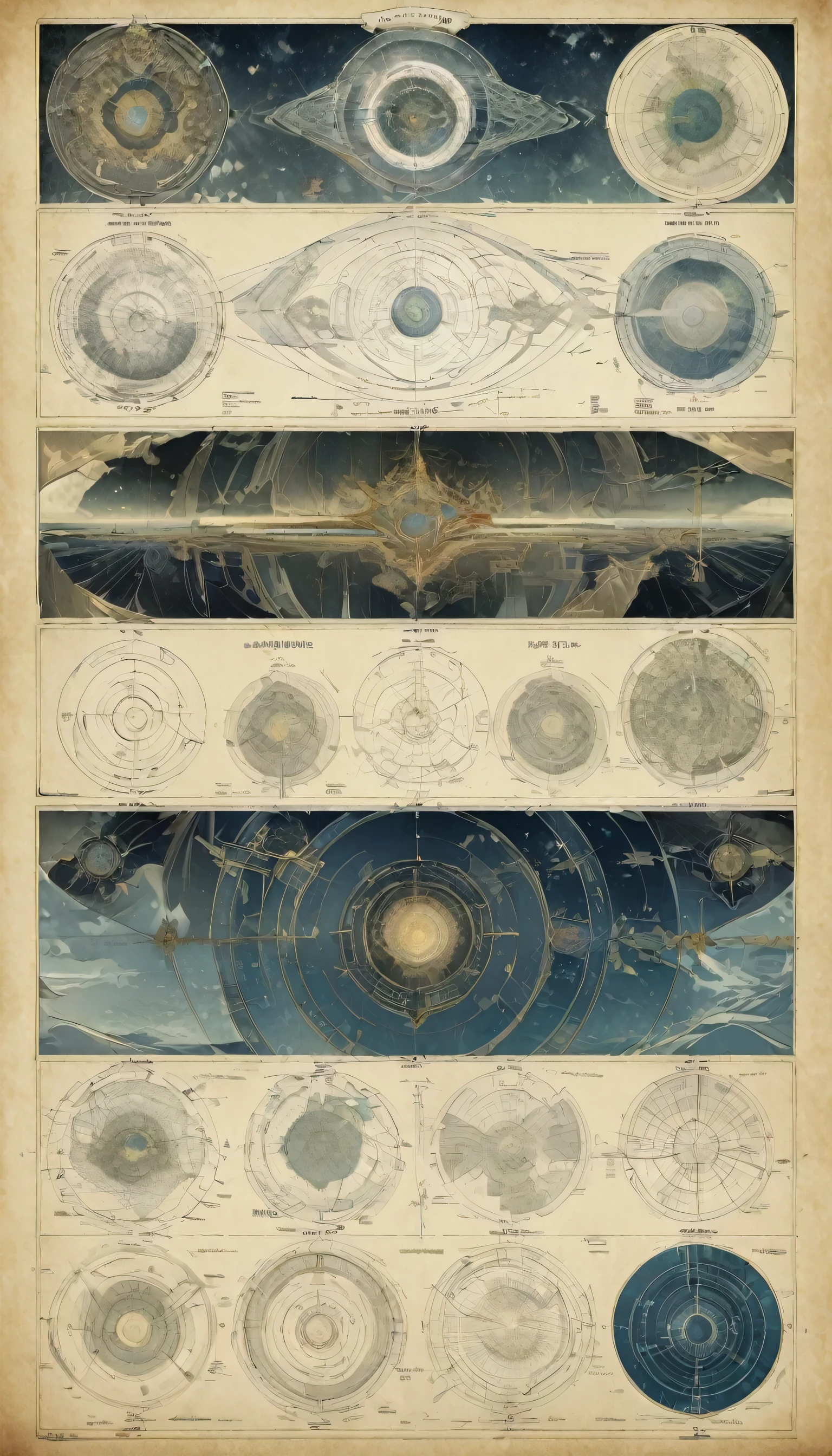 A diagram of the internal structure levels of seven overlapping elliptical universes,Overlapping structure of Mount Xumi,Charts,Detailed description,Mysticism Annotation,Extremely complex,Accurate structure,alchemy,
The internal structure level distribution diagram of the seven universes,Mount Xumi Structure,Charts,Detailed description,Mysticism Annotation on black background ,3D Color Retro