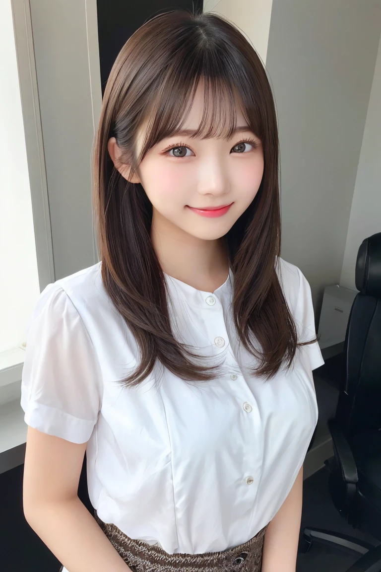 1 girl、japanese、Highest quality, (beautiful)、Very delicate eyes、Brown eyes、22-year-old female、office、Date、Summer clothes、smile、cheeks are slightly plump、(((whole body)))、As if looking up from below、Various poses、Various hairstyles、Highly detailed face、Perfect lighting、 (Perfect hands、Perfect Anatomy)、beautiful脚