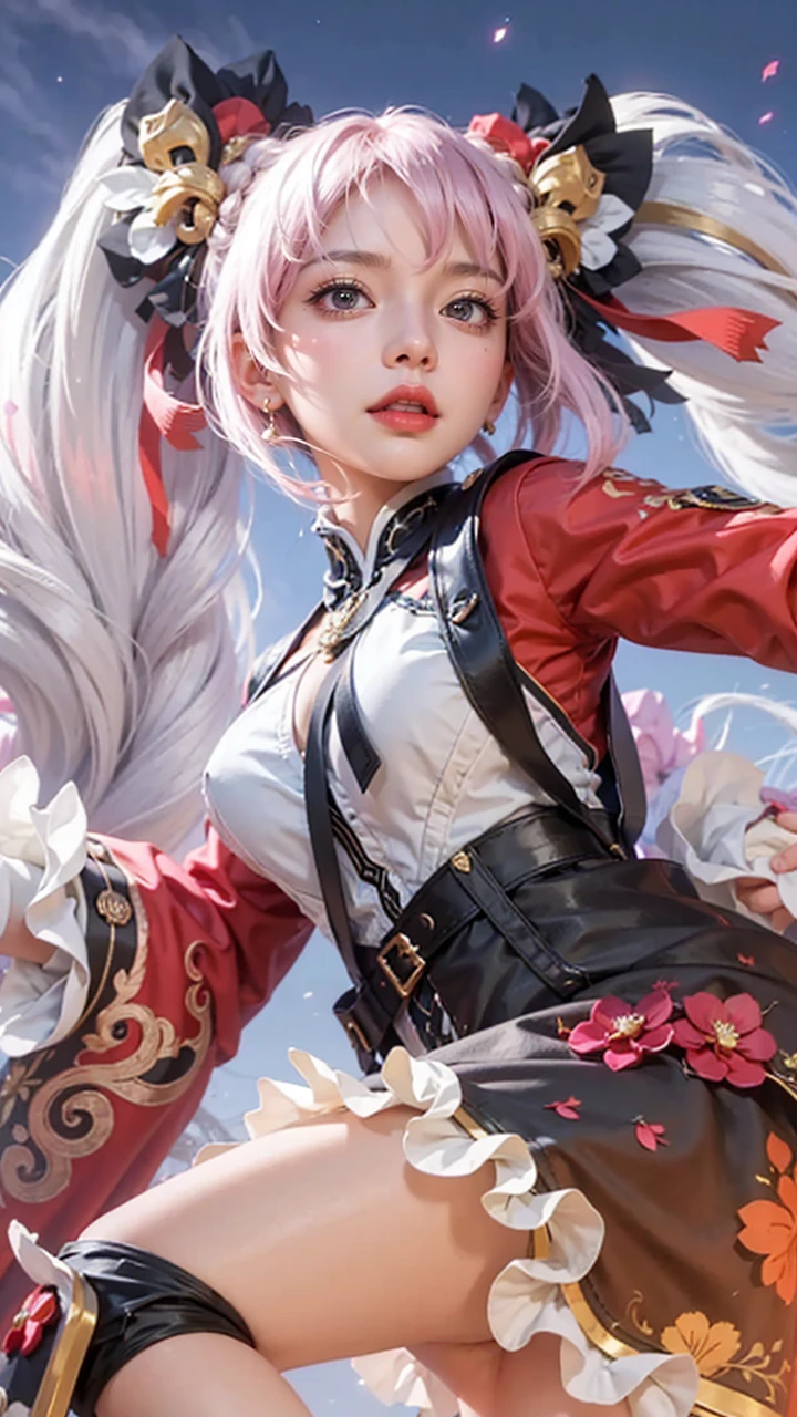 a close up of a 4 girls  ,pink hair , big booobs ,  shadowbringers cinematic, 4 k detail fantasy, a beautiful fantasy empress, game cg, xianxia fantasy, xianxia hero, 2. 5 d cgi anime fantasy artwork, cinematic goddess close shot, ruan jia and artgerm, wow 4 k detail fantasy, hyperdetailed fantasy character