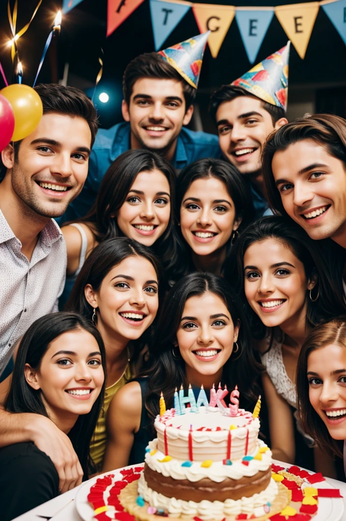 Friends at a party celebrating a birthday