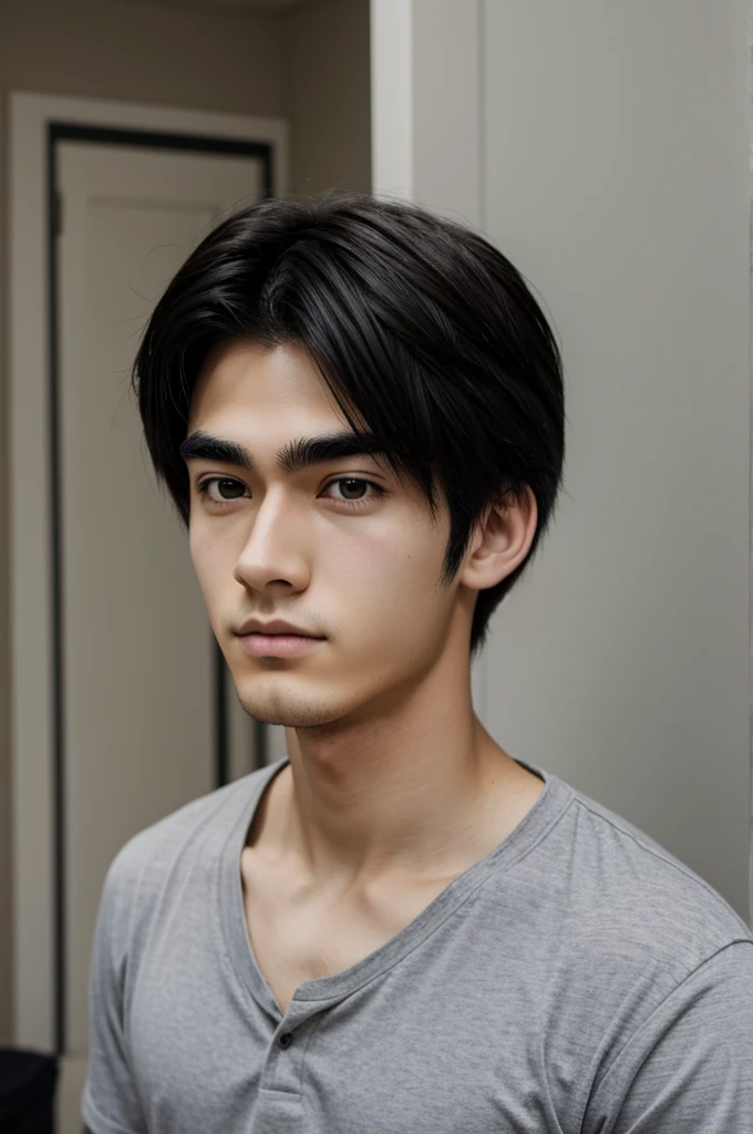18 year old anime boy , tall, brow hair and dark eyes