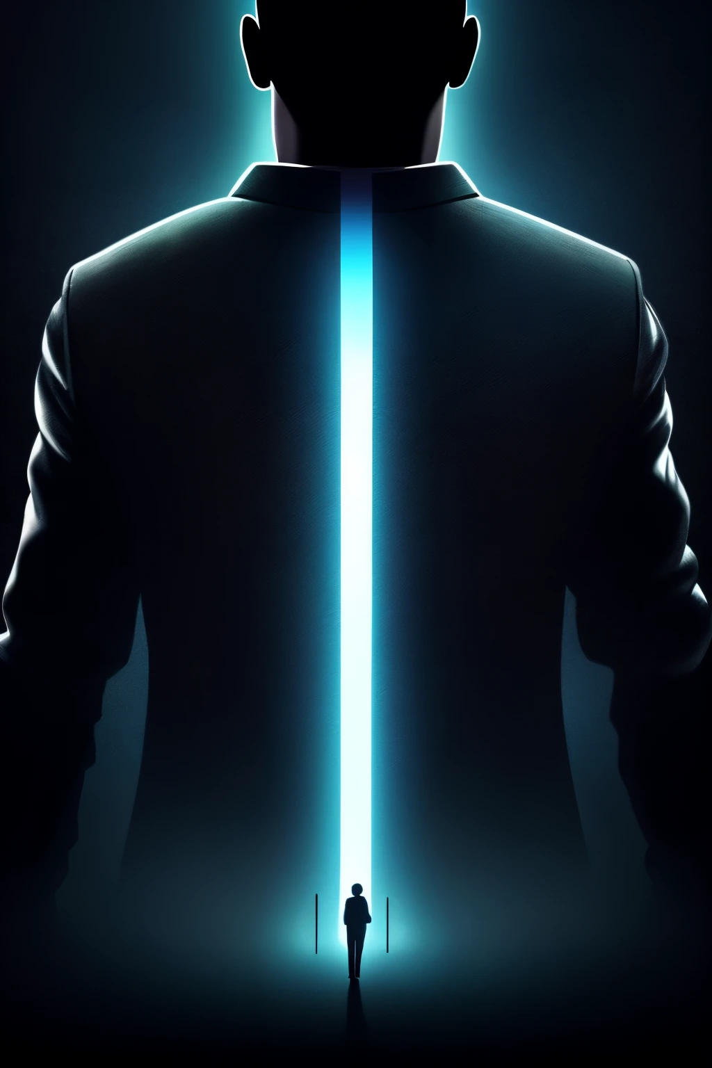 Create a profile picture for 'The Unseen' YouTube channel. Silhouette of a back men's head/upper body with subtle shadow, faint light source, and dark background. Add patterns/textures hinting at intellectual/tech topics. Color scheme: dark blues, purples, grays with hints of bright blue. Mood: introspective, mysterious, sophisticated. Minimalist, digital art style with high contrast. Output: high-res image (1024x1024+), transparent background.