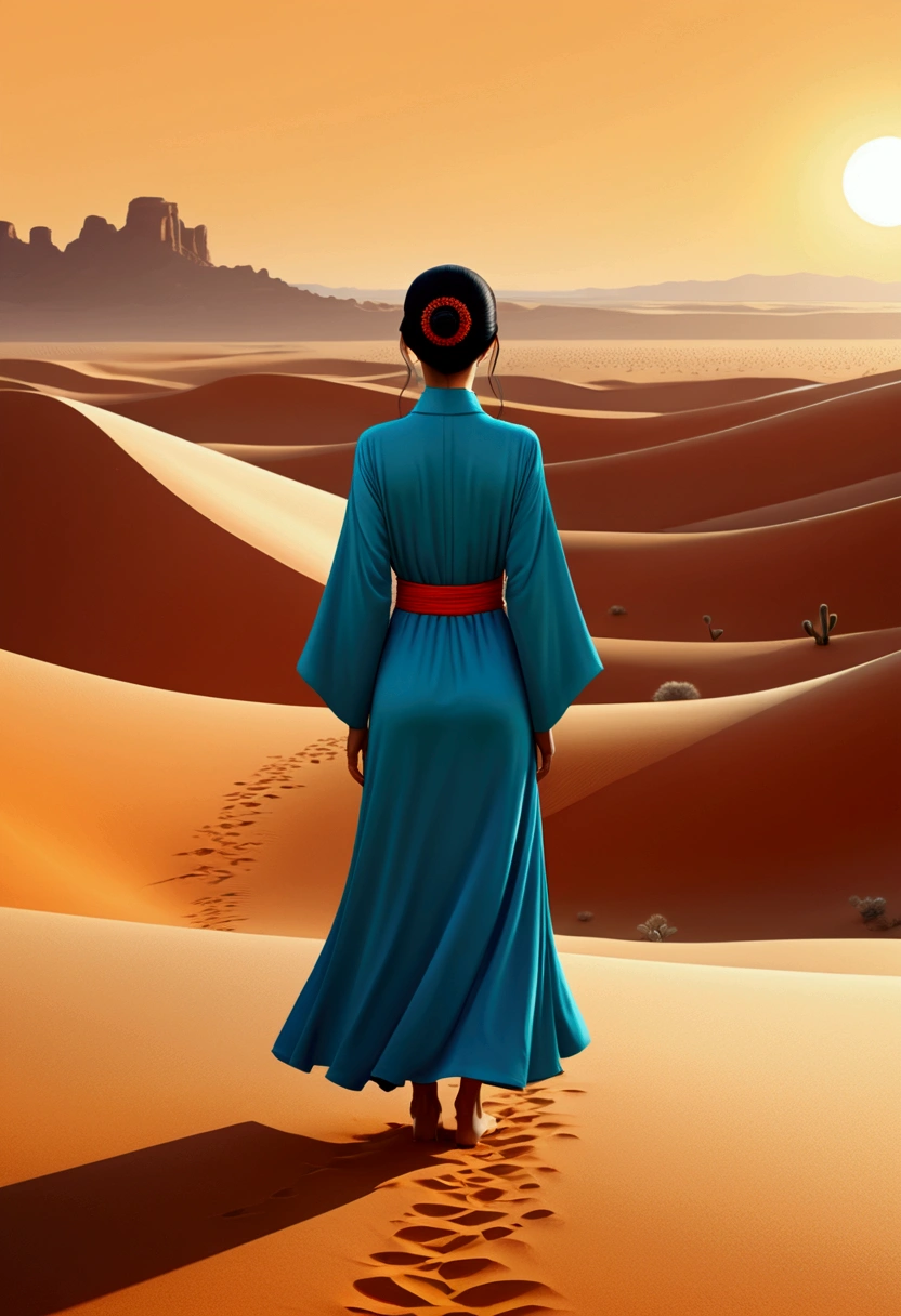 Desert Princess, robe, by Tang Yau Hoong, full body, cinematic still, cinemascope, best quality, masterpiece, very aesthetic, perfect composition, intricate details, ultra-detailed, vivid colors