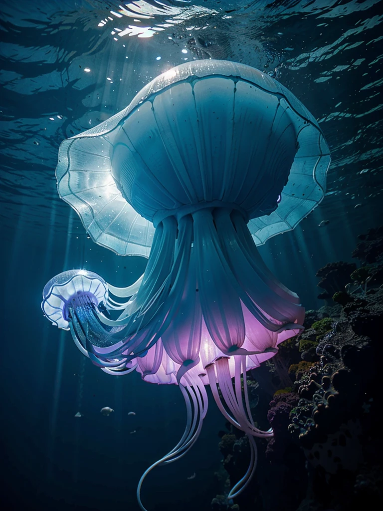 glowing jellyfish in the ocean
