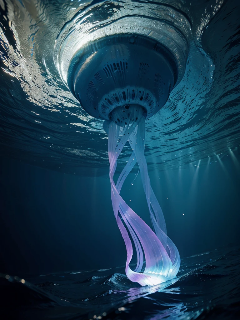glowing jellyfish in the ocean full screen