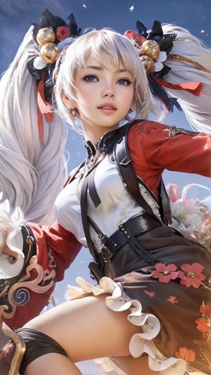 (((full body:4.5) ultra realist sexy girl warrior )) on extraordinary outdoor environment on otherworldly dark tales, (final fantasy style:3.5) (full body:5.5) (realist side lighting that illuminates the face:1.5), , 8K high definition, (ultra realist detailed beautiful eyes:1.8), (ultra realist small freckle:0.3) realist soft lighting, (((ultra realist detailed body))) (((detailed hand))) (((realist skin color)))
