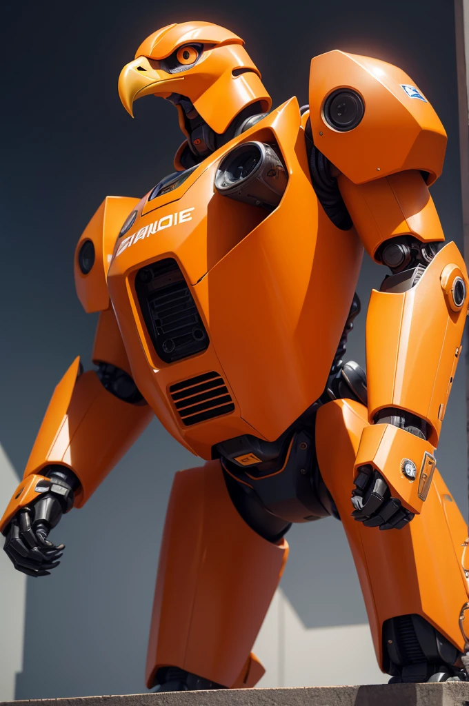 Orange big futuristic robot eagle