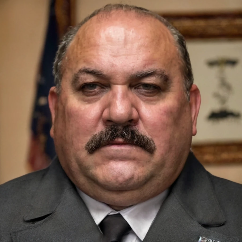 Prompt: Prompt: (masterpiece)+, (extremely (realistic)+,a portrait of a extremely ugly mature police chief, Extremely obese, Wearing bronw suit, moustache, balding, sweaty skin, skin imperfections, Raging stare. volumetrics dtx, Photorealistic, ultra detailed, Artstation trending, very very detailed, realistic shaded lighting, dynamic shadows, detailed Police chief office background, upper body, professional photograph of a detailed skin, sharp focus, dramatic, award winning, cinematic lighting, octane render, unreal engine, volumetrics dtx, Photorealistic, ultra detailed, Artstation trending, very very detailed, hyperrealistic, fine details, realistic shaded lighting, dynamic shadows, Police chief office background, add_detail:1, skin pores and wrinkles, details.,More Reasonable Details