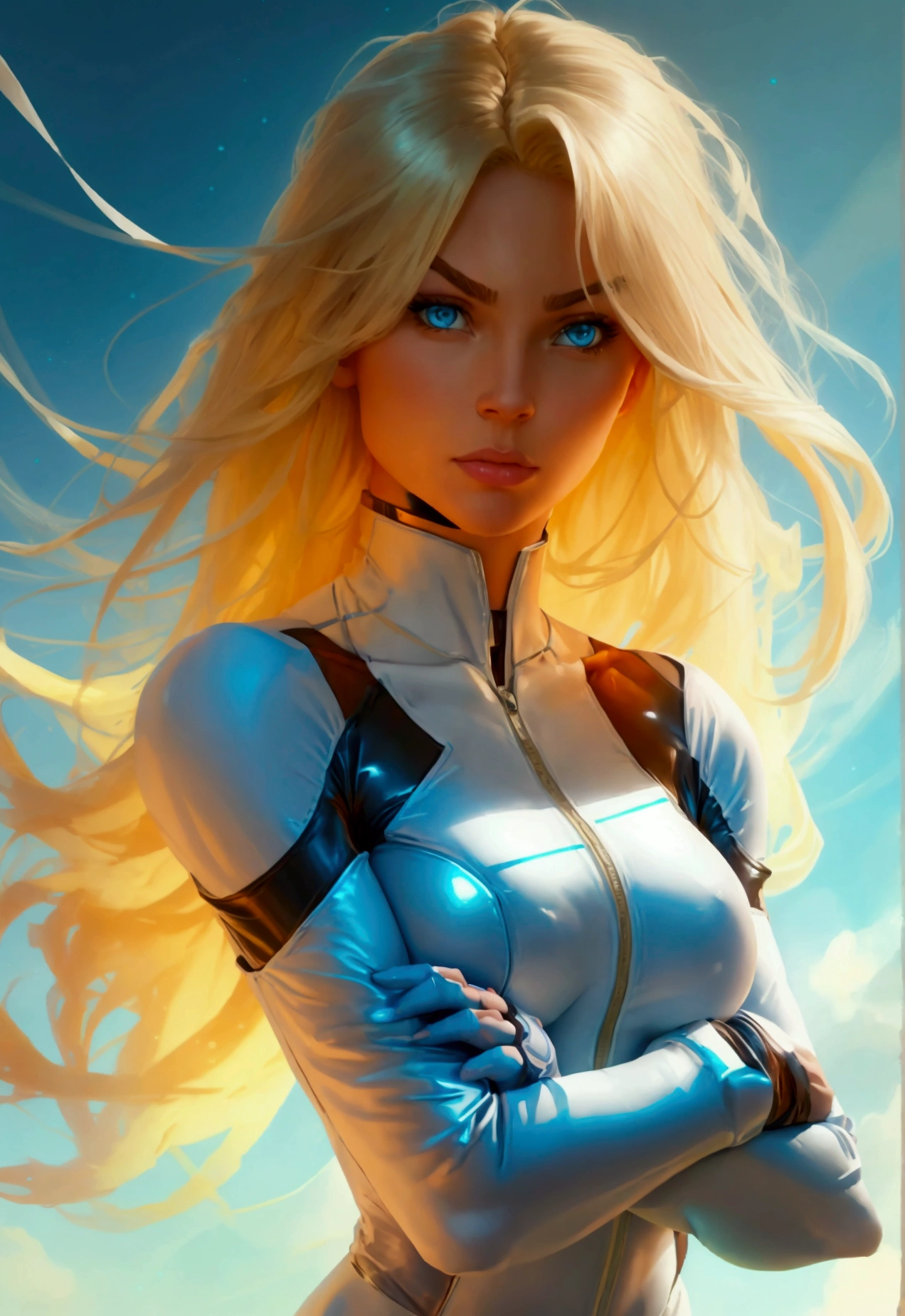 painting of (very blondie:1.1) girl blue and white outfit doing gymnastics, depth of field. 4K, HDR. by (James C. Christensen:1.2|Jeremy Lipking:1.1|Andrew Atroshenko:1.2) <lora:AngelinaMelnikova_Art_1_2:1>