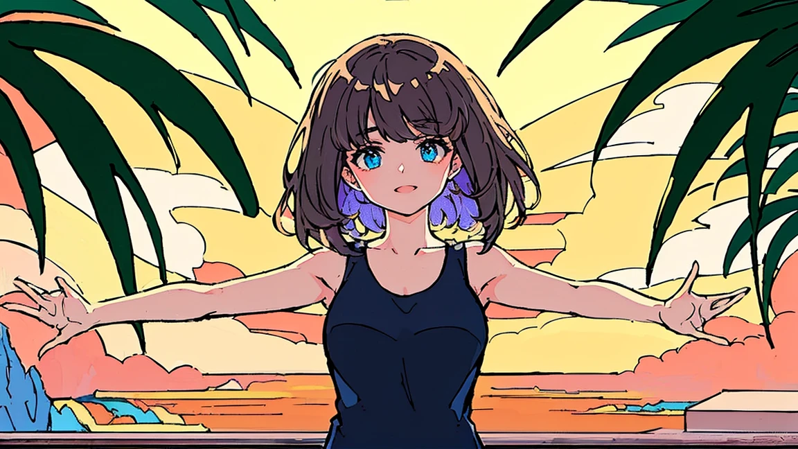 Affordable design, Clear lines, High Sharpness, (Highest quality,8K,Perfect sharpness,Ultra-fine,High resolution,masterpiece:1.2), Perfect Anatomy:1.5, Official Art, Illustrations that tell a story, (Whitish background:0. 9)、Body Positivity、Perfect beauty、Perfect beautiful face、(非常にStrong winds)、Rich expressiveness、Golden ratio composition、色ful、Anime Drawings、((Overcoming stereotypes))、 Glowing Skin、(natureの美)、bangs、Straight Long Hair、(Soft and flowing hair)、((Playful and easygoing))、((Graceful posture))、(Sunny atmosphere)、(Vivid colors)、Shorts、Brown Hair、A light smile、 ((Emotional))、bangs、natureな反応、Show off your thighs、Strong winds、hilarious pose、Outdoor、nature、Fresh greenery、One Woman、Looking up at the dazzling sun、whole body、Looking up from below