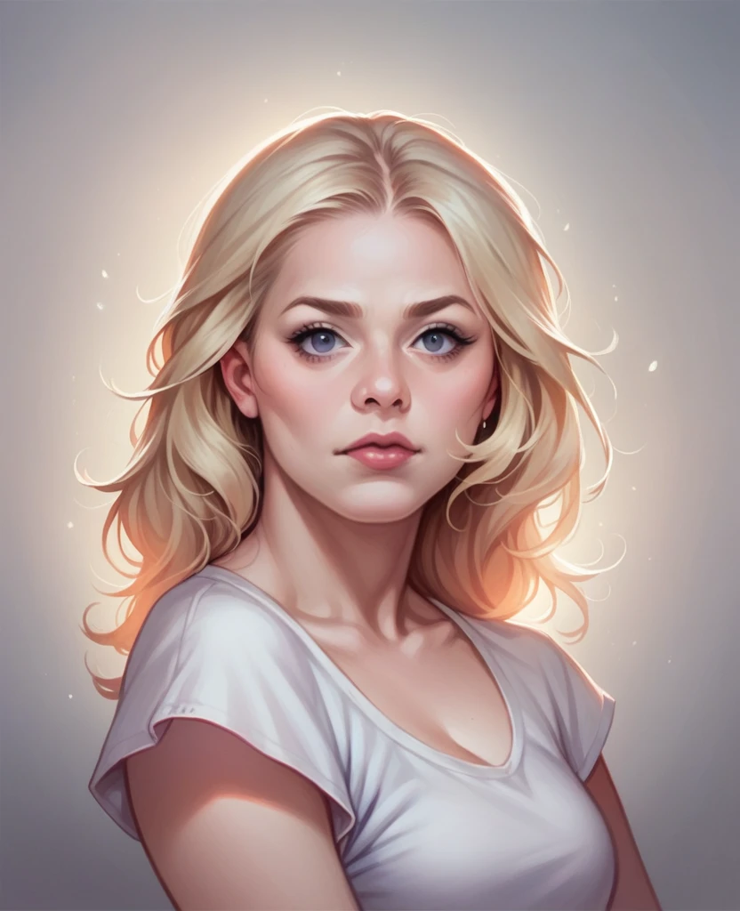 Fille blonde, photo realistic, dressed, suddenly