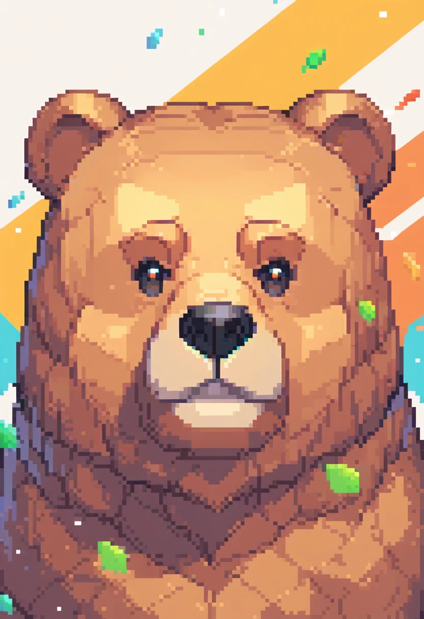 Lowpoly style brown bear portrait,Logo Design,Colorful,