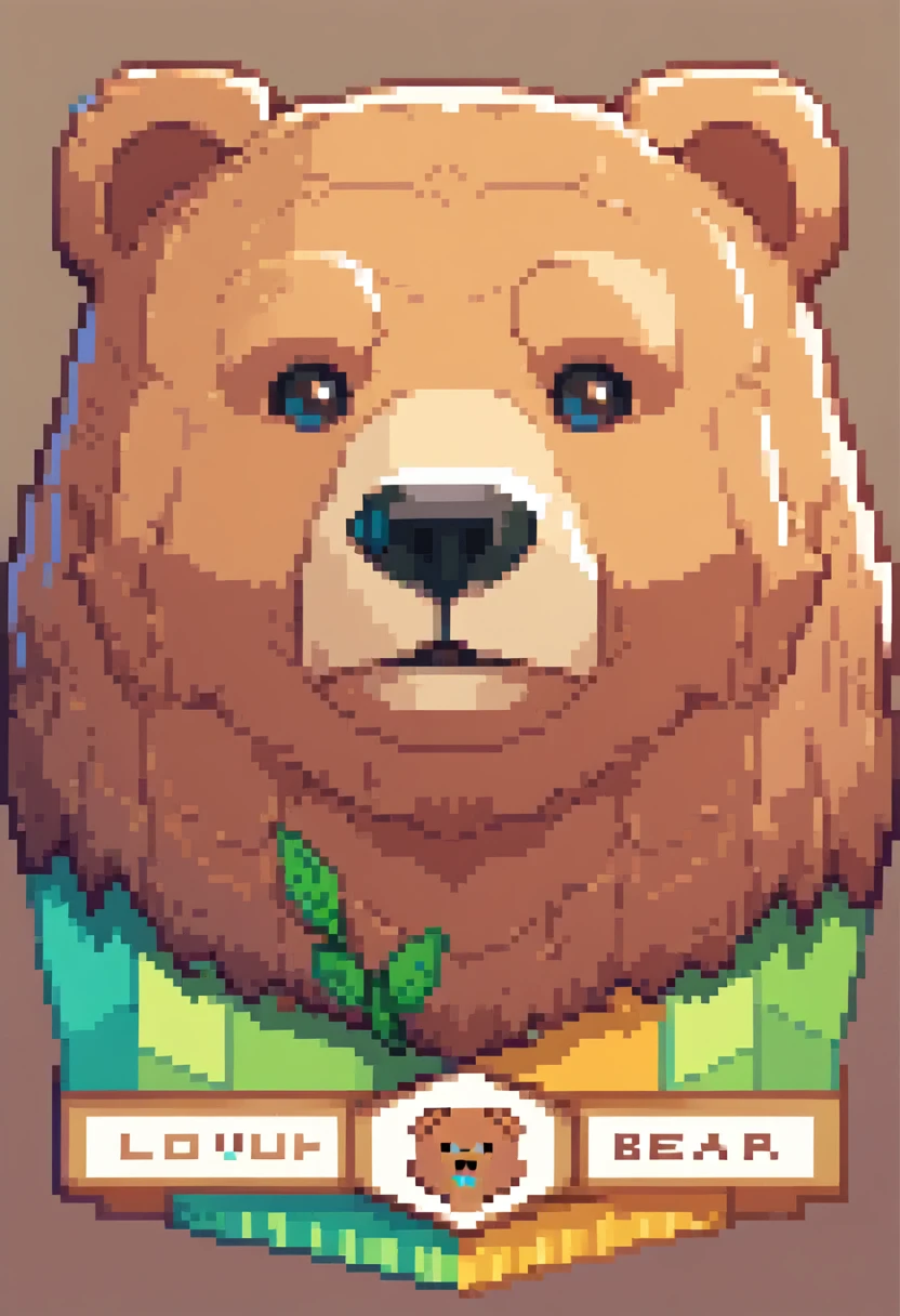 Lowpoly style brown bear portrait,Logo Design,Colorful,