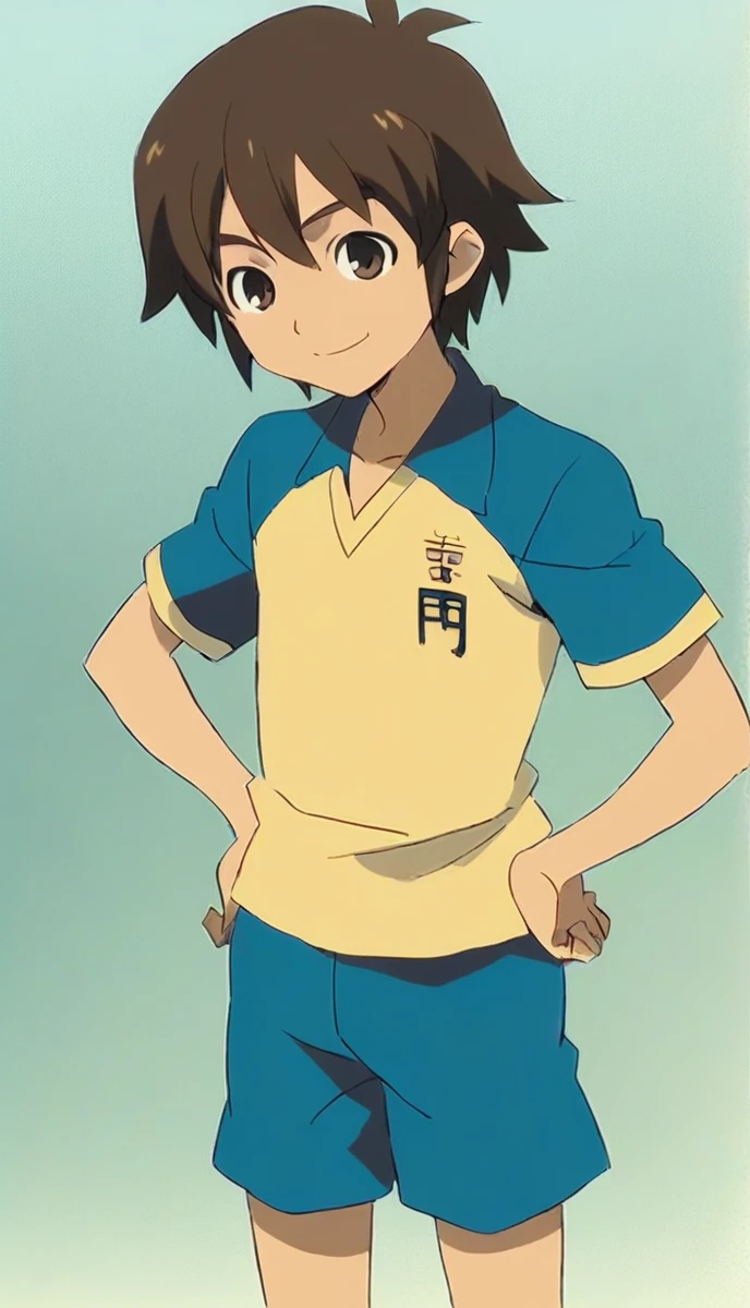 score_9, score_8_superior, score_7_superior, score_6_superior, score_5_superior, score_4_superior, sauce_anime, One boy, Handa Shinichi, Brown Hair, Brown eyes, Raimon Soccer Uniform, Pause, smile, Put your hands on your hips, View your viewers, Best image quality、A boy holding rice balls in both hands、Plump Cheeks、(口の周りのrice粒)、Beige Parka、ショートカットのBrown Hair、Open your mouth wide、happiness、Eat rice balls、Triangle、rice、anime, One boy, Handa Shinichi, Brown Hair, Brown eyes, stop temporarily,下から見superiorげる構図、