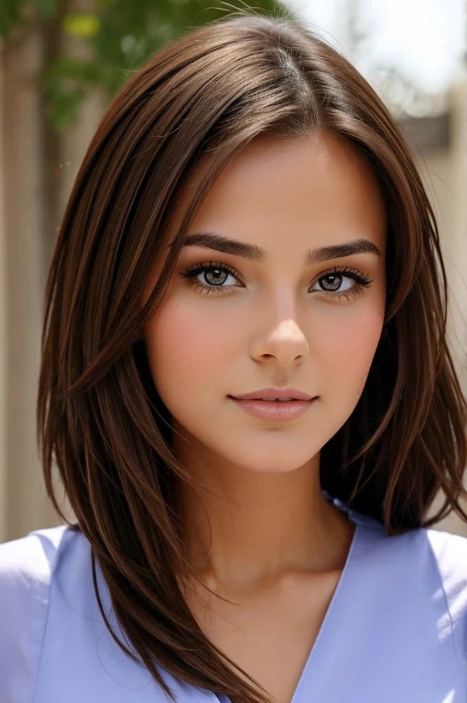 Fille brune sexy vue de face 