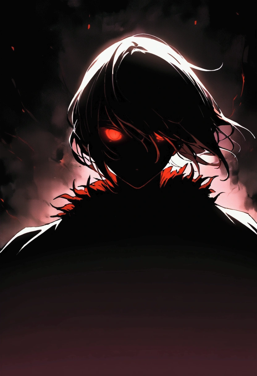 A sinister silhouette in the darkness red eyes